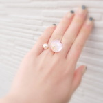 tama-ring：double：pinkflower+pearl
