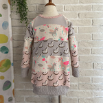 子供服　ユニコーン×木馬柄　チュニック丈ワイドピッチプルオーバー　100 サイズ　　ラグラン　女の子