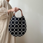 oval bag *⚮*  tambourine navy wool&linen生地 *⚮*
