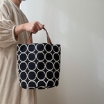 丸底バッグ *⚮*  tambourine navy wool&linen生地 *⚮*