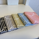 【受注製作＊送料無料】ハンドメイド ガーゼハンカチ 16×16 北欧 フリルストライプ 5枚セット