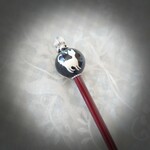 白ネコ絵付け玉かんざし