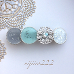 ミントカラーとグレーのバレッタ ☆送料無料☆ 受注製作☆ ヘアアクセサリー シルバー レジン