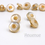 メタルミニシャンクボタン　10mm【Flower core /Clear White】4個