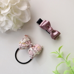 [セット]ふんわりリバティリボンと木馬サテンのヘアクリップ