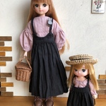リカちゃん服＊ピンタックブラウスとキャミワンピのセット・ベリーカラー