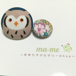 【再販×2】フクロウのくるみボタンのヘアゴム