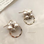 ＊ じゃらじゃらコットンパール フープピアス