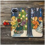 【ビンテージクリスマスポストカード】スマホケース手帳型 全機種対応 絵画 レトロ iPhone12mini iPhoneXR iPhone11 iPhone8