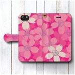 【桜のテキスタイルデザイン】スマホケース手帳型 全機種対応 絵画 スマホカバー iPhone12mini iPhoneXR iPhone11 iPhone8