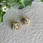 【13mm】イタリアヴィンテージ フラワープリントプラスチックナイロンボタン　2個セット