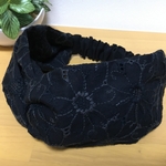 【68番】オシャレ❤豪華刺繍 ❤︎手縫い&幅広❤︎クロスヘアターバン ヘアバンド