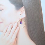 ドロップ（ピンク×パープル）とメタルリング35♡ピアス・イヤリング♪【K18・14kgf対応】