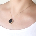 オニキス×ゴールド　クローバー ネックレス Luxe