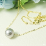*K14GF***Ｎ61*　高品質あこや真珠（シルバーグレー色）☆一粒ネックレス