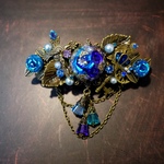 Blue Night Rose／アンティーク風オルゴナイトモチーフバレッタ