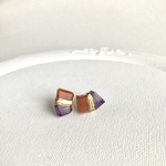 世界で一つだけの天然石！アメジストとカーネリアンのピアス