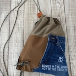 巾着サコッシュバッグ。デニムリメイク