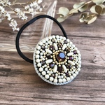 ビーズ刺繍ヘアゴム（circle lace/ガーネット）