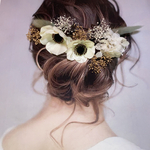 《再販》アネモネ 造花 ヘッドパーツ 髪飾り ヘアアクセ ヘッドドレス ドライフラワー ゴールド ラグラス  卒業式