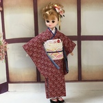 　春着物　(14)  えんじ系　　ブライス、リカちゃん