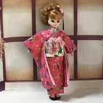 　春着物　(15) ピンク系　　ブライス、リカちゃん