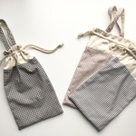 ギンガムチェック　巾着　上履き入れ