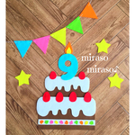 フェルト バースデーガーランド 誕生日飾り バースデーケーキ 数字ろうそく ナンバーキャンドル 数字変更可 ハーフバースデー チョコケーキ