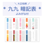 九九 暗記表 よみがな付 ／ 大正和柄 ／ お風呂や壁に貼れる ☆ A4サイズ