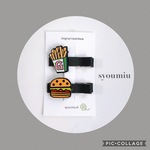 人気です♪〈2個セット〉ヘアクリップ (ハンバーガー&ポテト)ベビー&キッズ