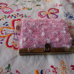 Handmade ecru* 引き揃え糸で織ったコインケース