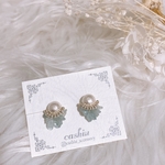 3月誕生石 アクアマリン×シルバービーズのノンホールピアス