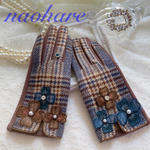 再販ラスト　手袋　グローブ　お花刺繍　ビジュー　パール　刺繍グローブ　裏起毛　スマホ対応　手が綺麗に見える　お花刺繍手袋　パール手袋　