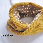 ☆再再販ラスト1☆~kids L大人Ｓリバーシブルスヌード　バンビ×マスタード 