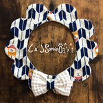 ペット用もくもくスタイ♡しばの矢絣柄(ネイビー)♡リボンオプション 柴犬 しばいぬ 和柄 ハイカラ