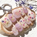 【sale】ピンク＆パープル♡ドライフラワー♡ネイル【注文時サイズ必須です♡】【vol.４】