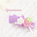 【 犬用　🍓　バレッタ 】 おしゃれ　トップノットペット　子供　ヘアアクセサリー　リボン　バレッタ　♡AquaMana♡
