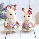 りりねさま専用　シルバニアファミリー　シルバニア　服　ドレス　⭐︎くすみピンク　ベージュ⭐︎ お母さん・女の子・あかちゃんドレスセット