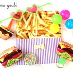 入園♪コップ袋にも◆バーガー＆ポテト（キーリング＆ブローチ付き）