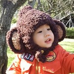 【年賀状に】キッズ用モコモコおサル帽子　