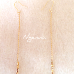 【再販】メタルビーズモチーフロングチェーンピアス／イヤリング