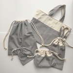 ギンガムチェック+オックス生地の入園・入学セット　5点[ ブラウン]