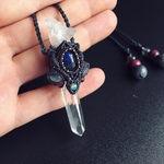 crystal wand / black labradorite × rainbow moonstone #マクラメネックレス#