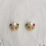 すりガラス風フラワービジューピアス（Xmasver②）