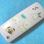 子犬たち　眼鏡ケース　水彩画風　ピンク
