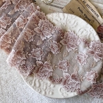 1m 華やか 花 フラワー 刺繍 チュールレース アンティークピンクベージュ系 BK210141 バンドメイド 手芸