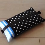 　エコ　ティッシュカバー　ケース　ドット　チョコ　ファスナー　ポケットつき