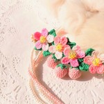 再販☆レース編みの桃色いちごのバレッタB