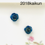 青の薔薇のピアス　イヤリング【824】