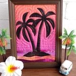 ハワイアンキルト《Pink Sunset🌴》フレーム入り  